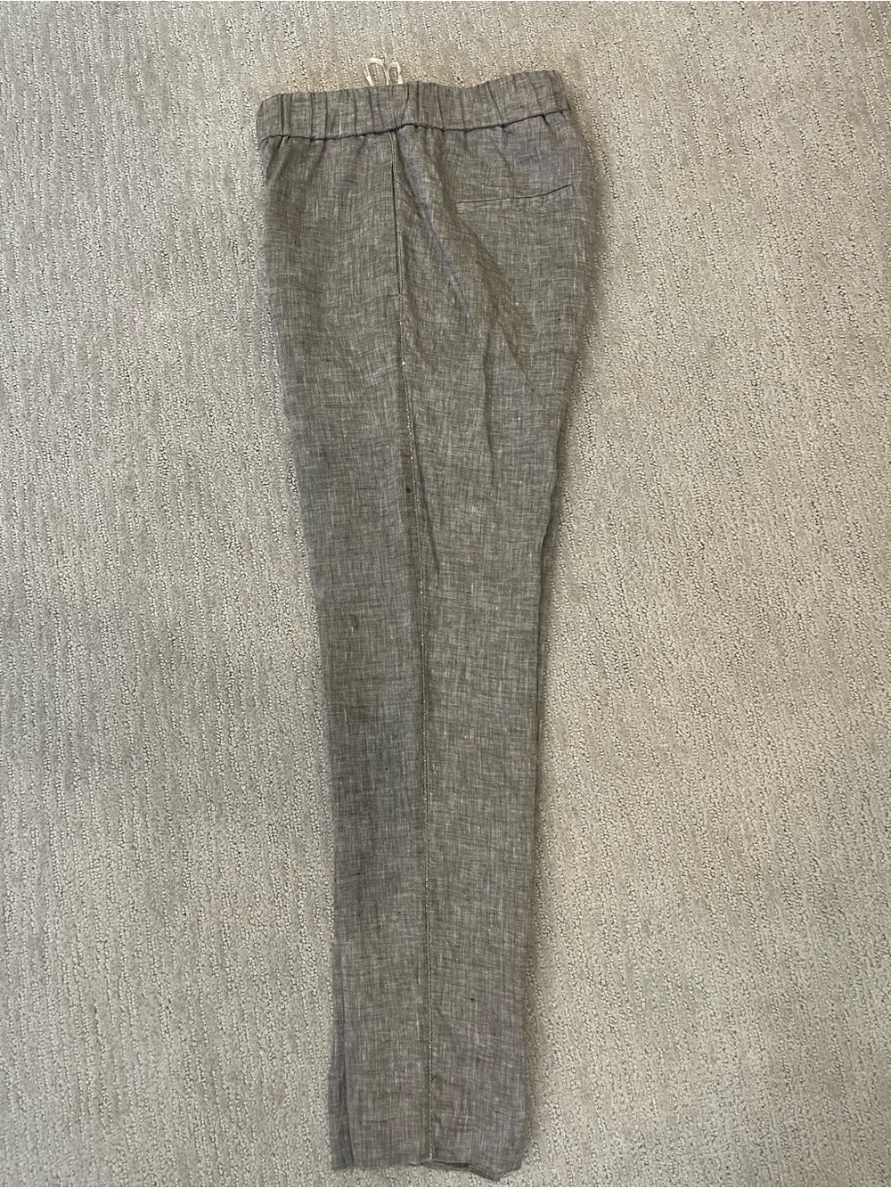 Peserico Linen Blend Pants with Jeweled Accents